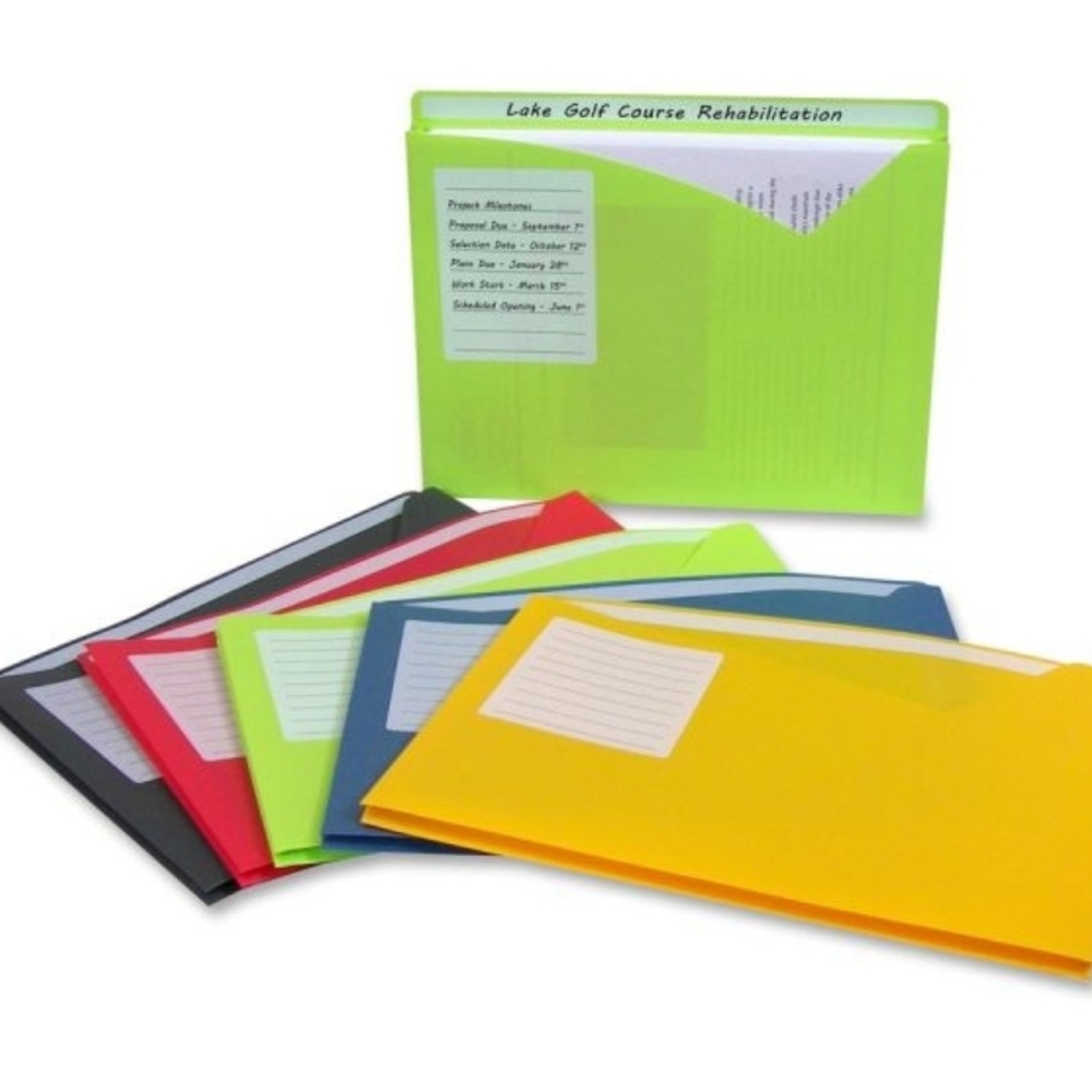 Green Write-On Poly File Jackets - 10 Pack - Picture 3 of 4